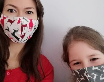 Christmas Cotton face mask - Adult and Child face mask - Face mask with filter pocket - Face mask - Face masks made in UK - Handmade mask