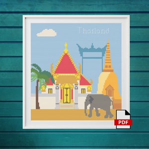 World Thailand Travel Country Cross Stitch PDF Pattern