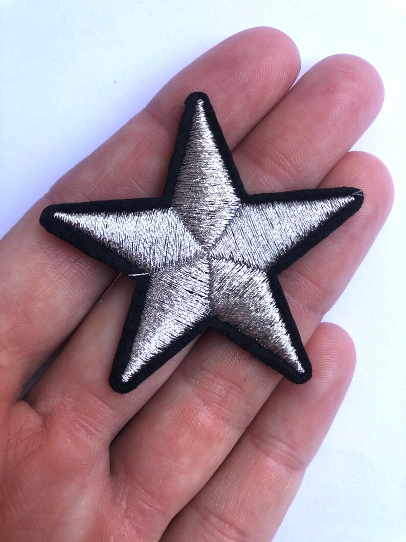 Silver Star Patch Iron On Patch Stars Transfer Cute Etsy