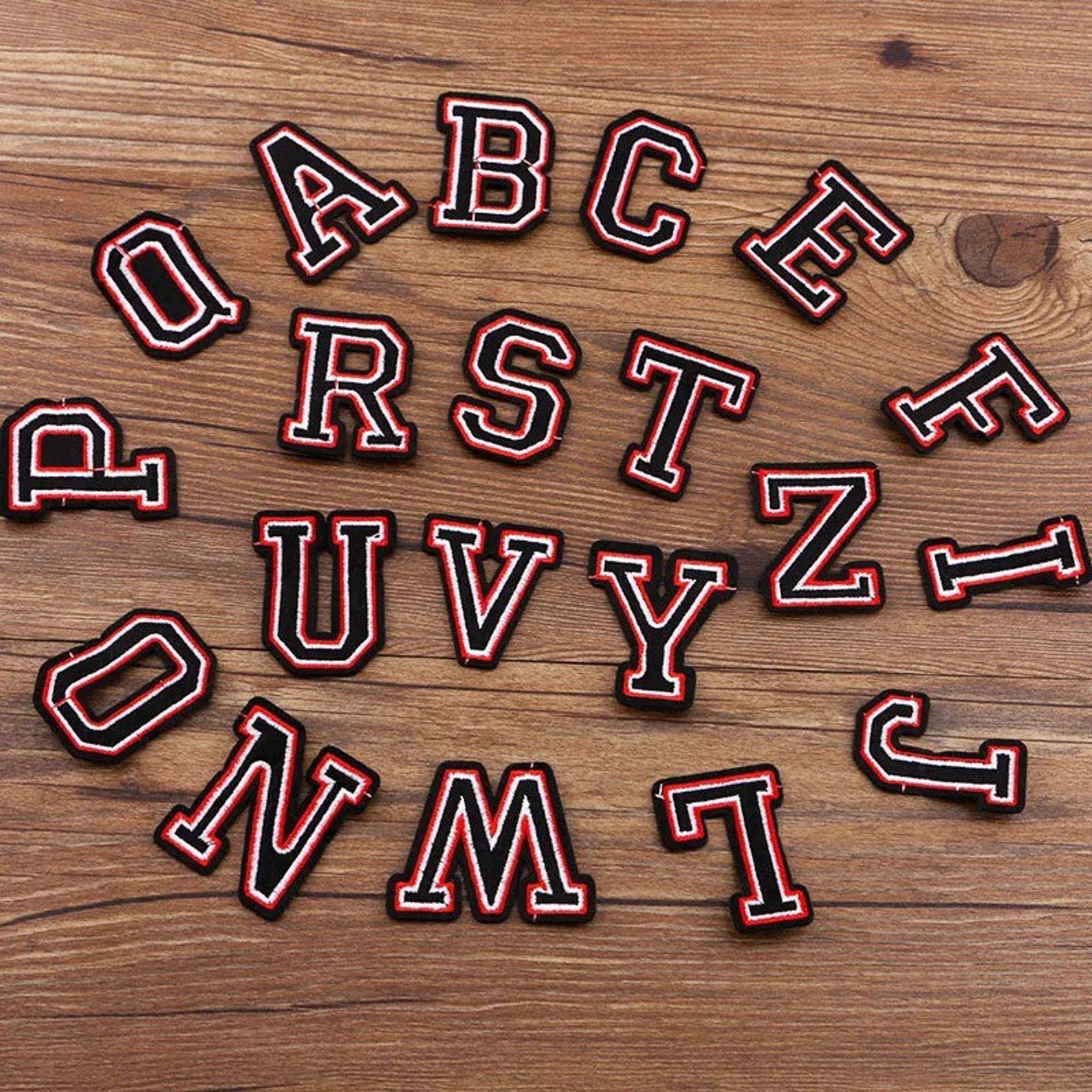 Iron On Letters Red & Black Letters Iron On Patch letters | Etsy