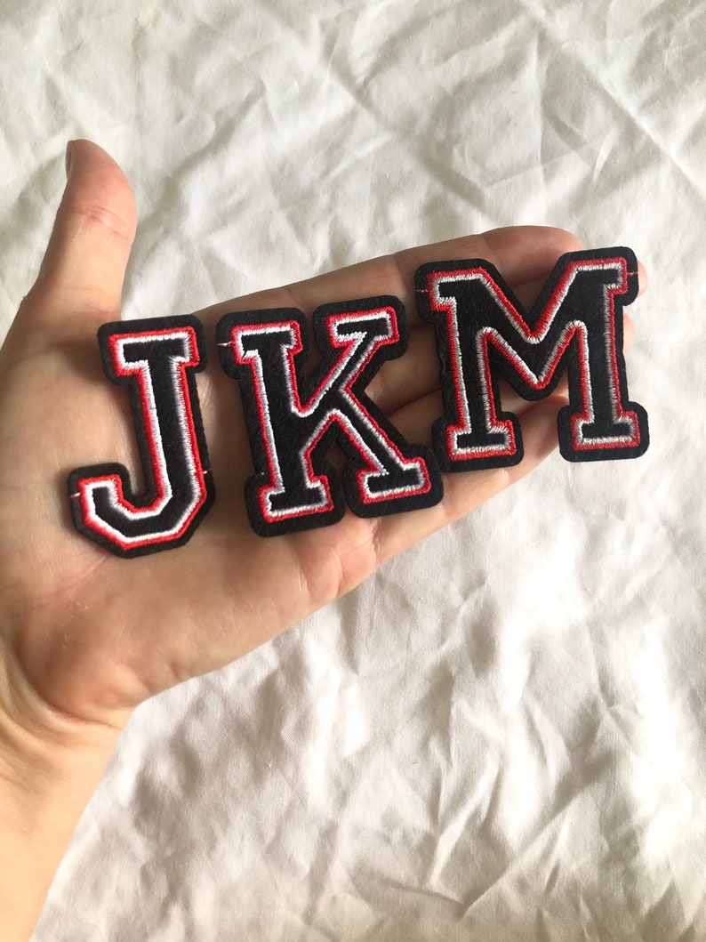 Iron On Letters Red /& Black Letters Iron On Patch letters College Font Letters