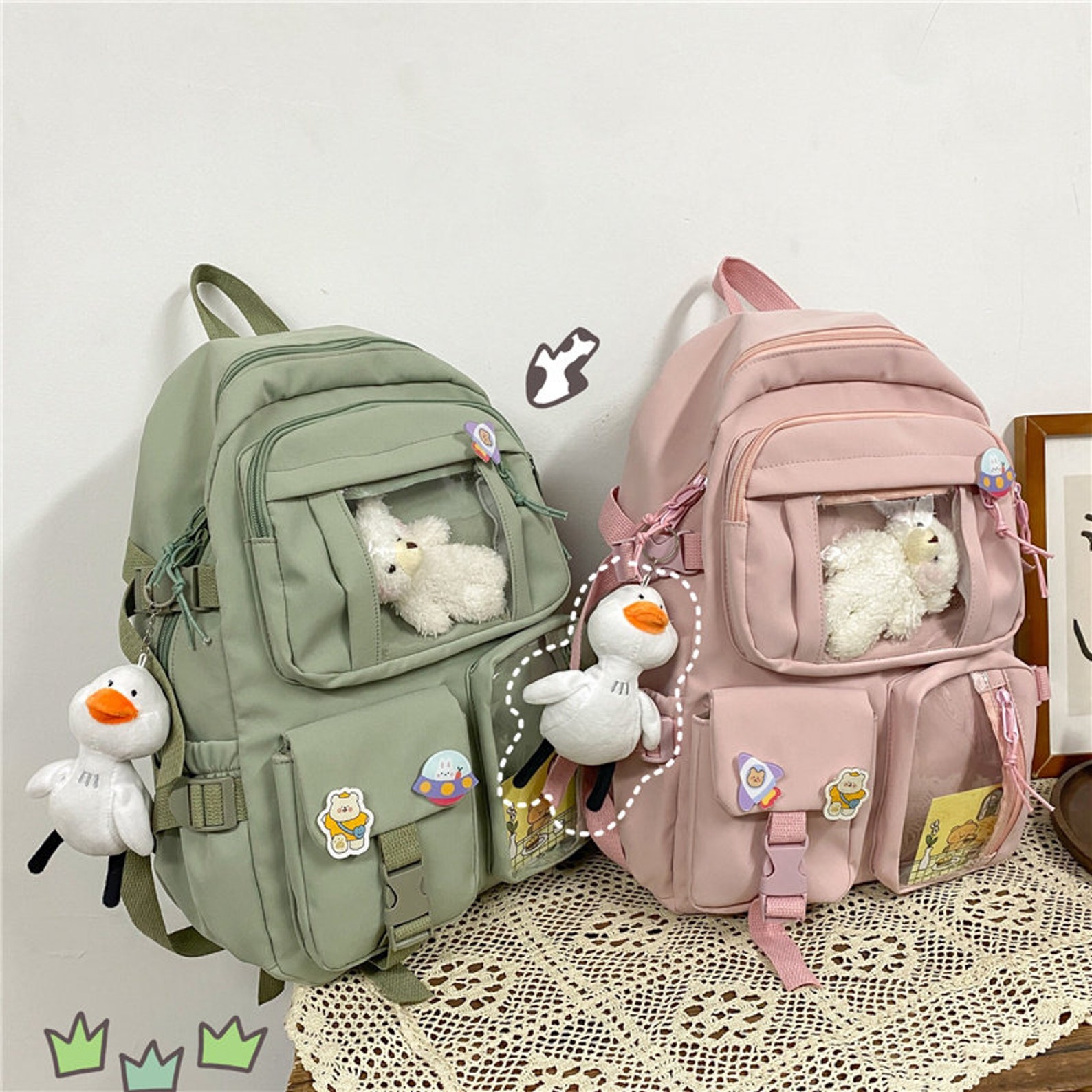 Großer Kawaii Rucksack Süße Rucksäcke Schultasche Farbe Etsy