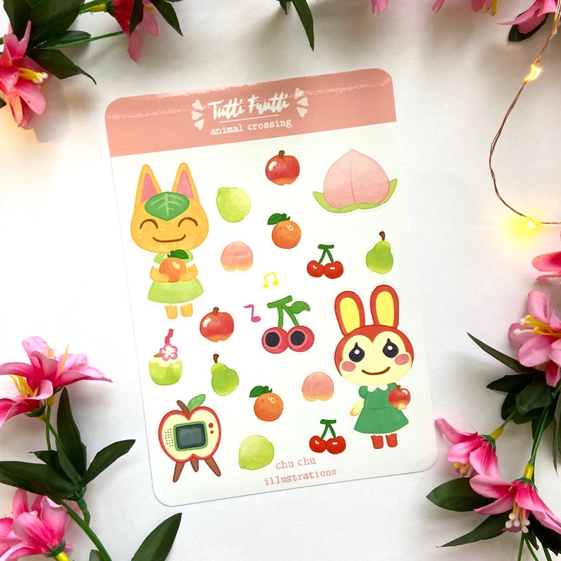 Animal Crossing Fruit Themed Waterproof Sticker Sheet Etsy UK
