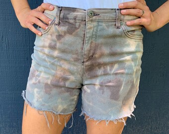 macrame jean shorts