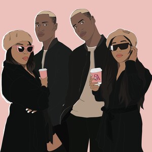 Ilustração/arte finala digital de grupo personalizada - Retrato de grupo - Presente personalizado! - Cores completas! Digital/A4/A3 disponível