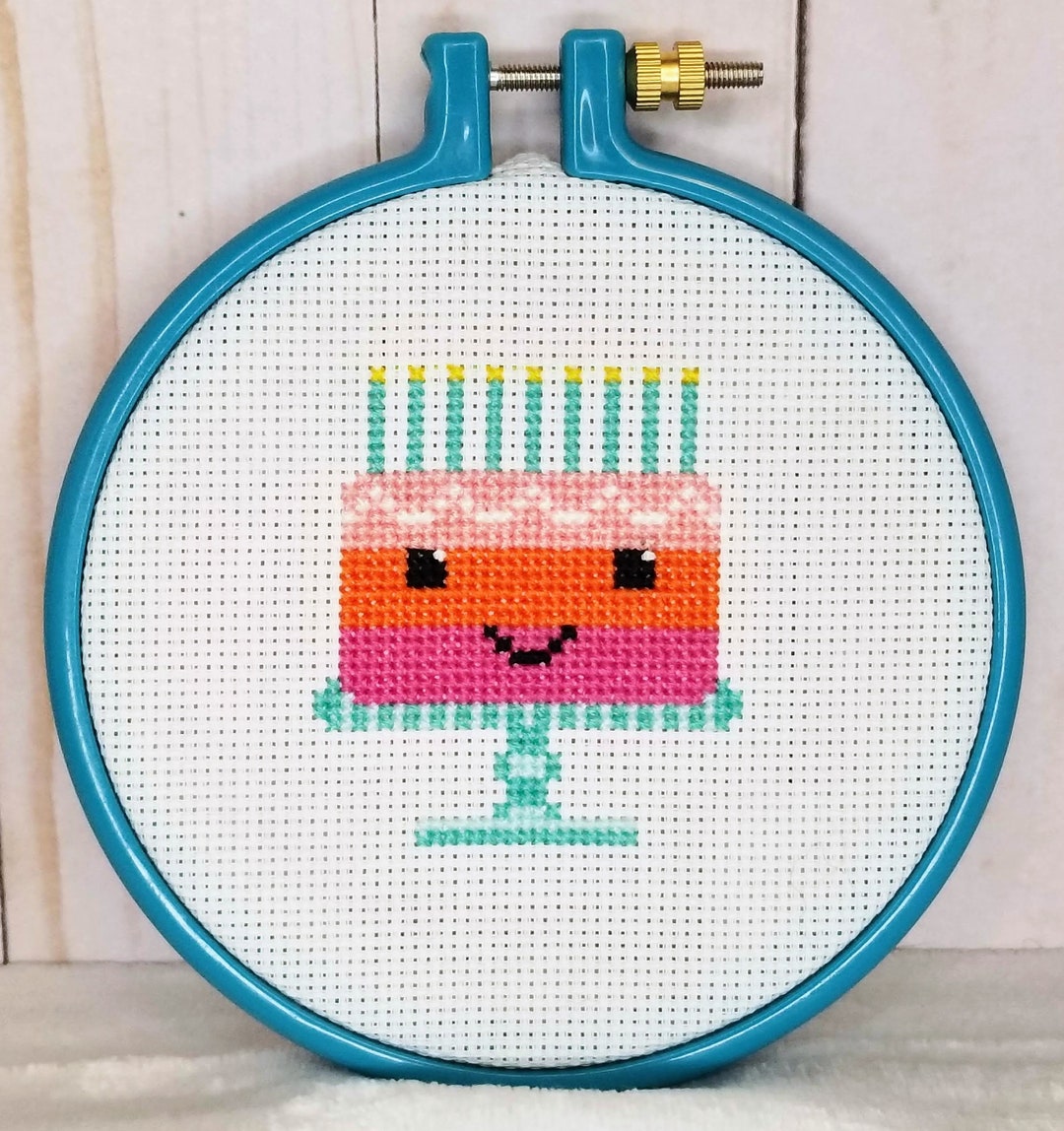 Kawaii Birthday Cake Cross Stitch Pattern - Digital PDF Download - Etsy