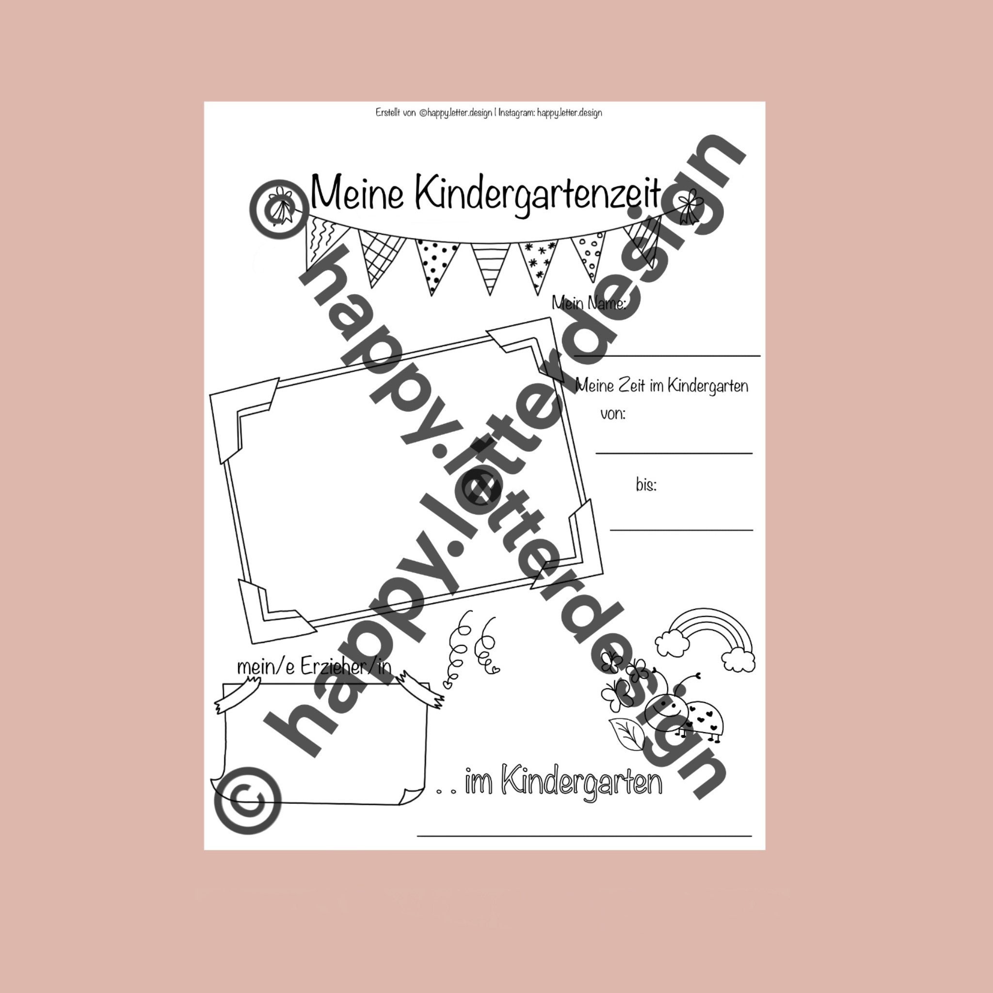 Meine Kindergartenzeit Deckblatt | Etsy