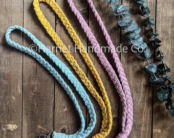 Tour de cou tressé en macramé - Porte-badge d'identité bohème, plus de 50 couleurs