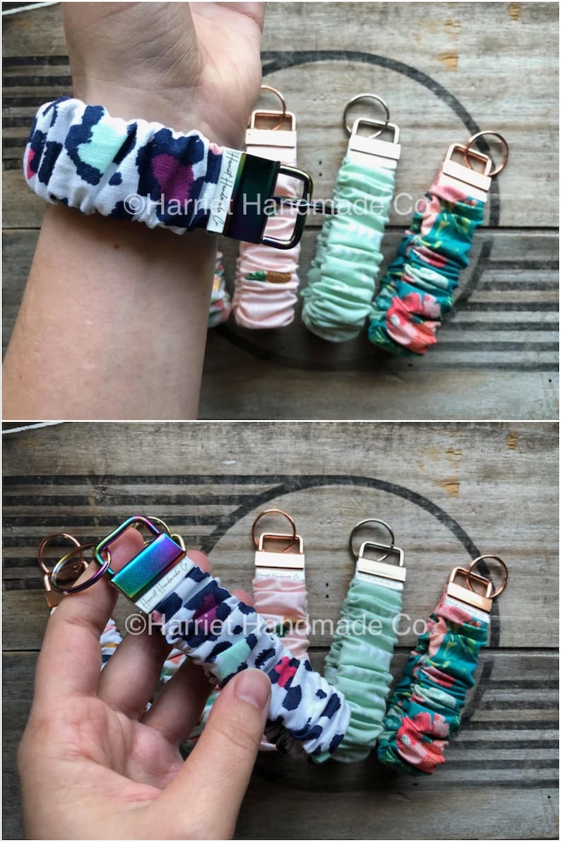 Cloth Keychain Patterns Scrunchie Wristlet Keychain – Custom Fabric Cotton Key Fob, 50 ...
