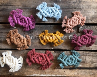 Makramee Schleife Haarspange - Boho Cottagecore Haarschmuck, 50+ Farben