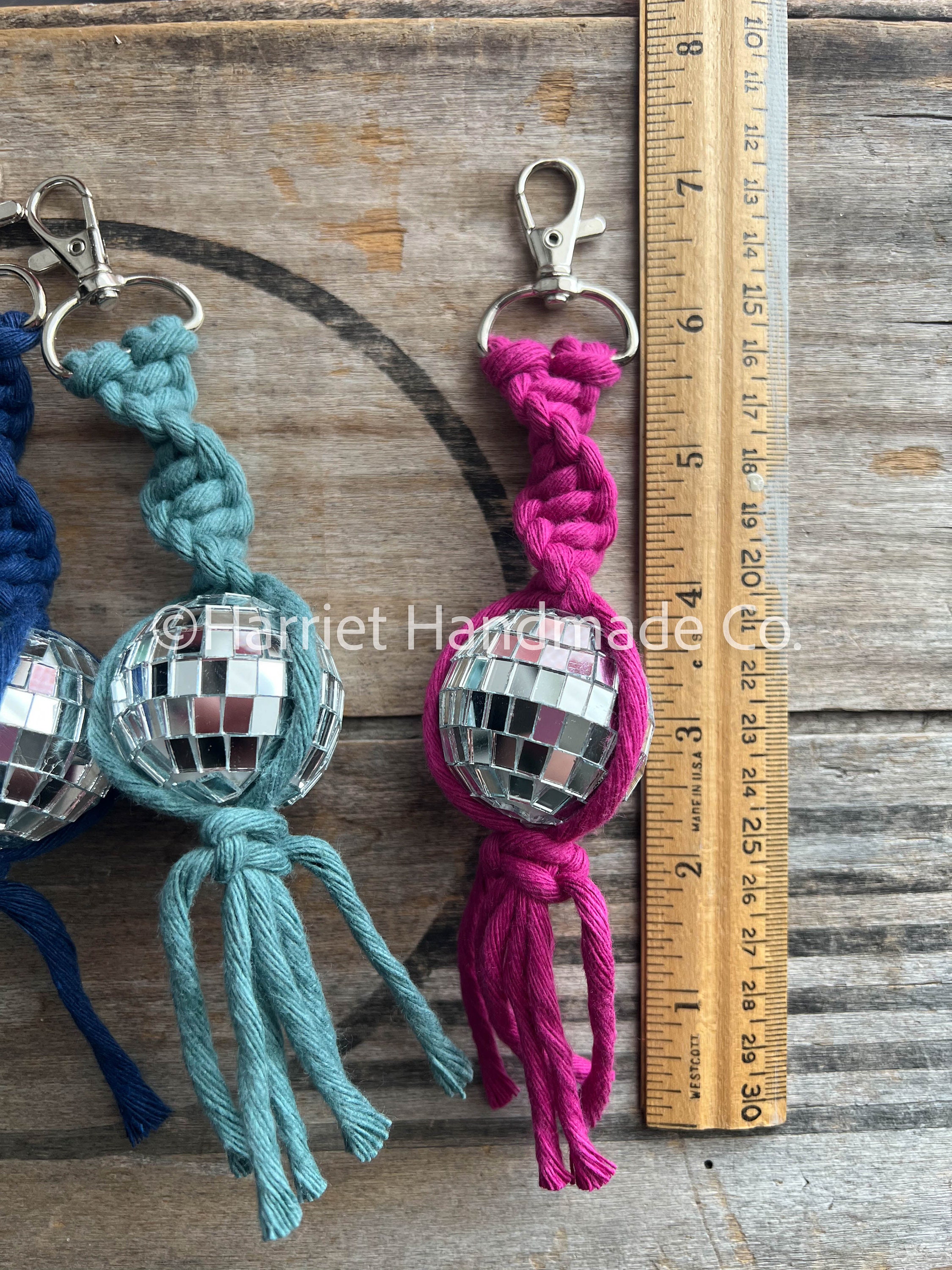 Mini Disco Ball Macrame Keychain in 50+ Colors | Boho Bohemian Purse ...