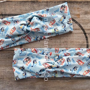 Blue & Red Heeler Cartoon Dogs Stretchy Twist Headband | hair accessories gift ideas vet med vet tech RVT nurse RN medical CNA medic lpn
