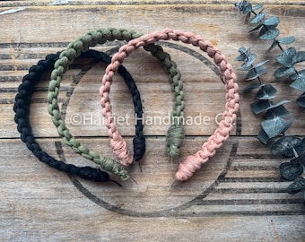 Fascia per capelli in macramè - Accessorio per capelli in stile boho cottagecore, fascia per capelli intrecciata a mano, oltre 50 colori