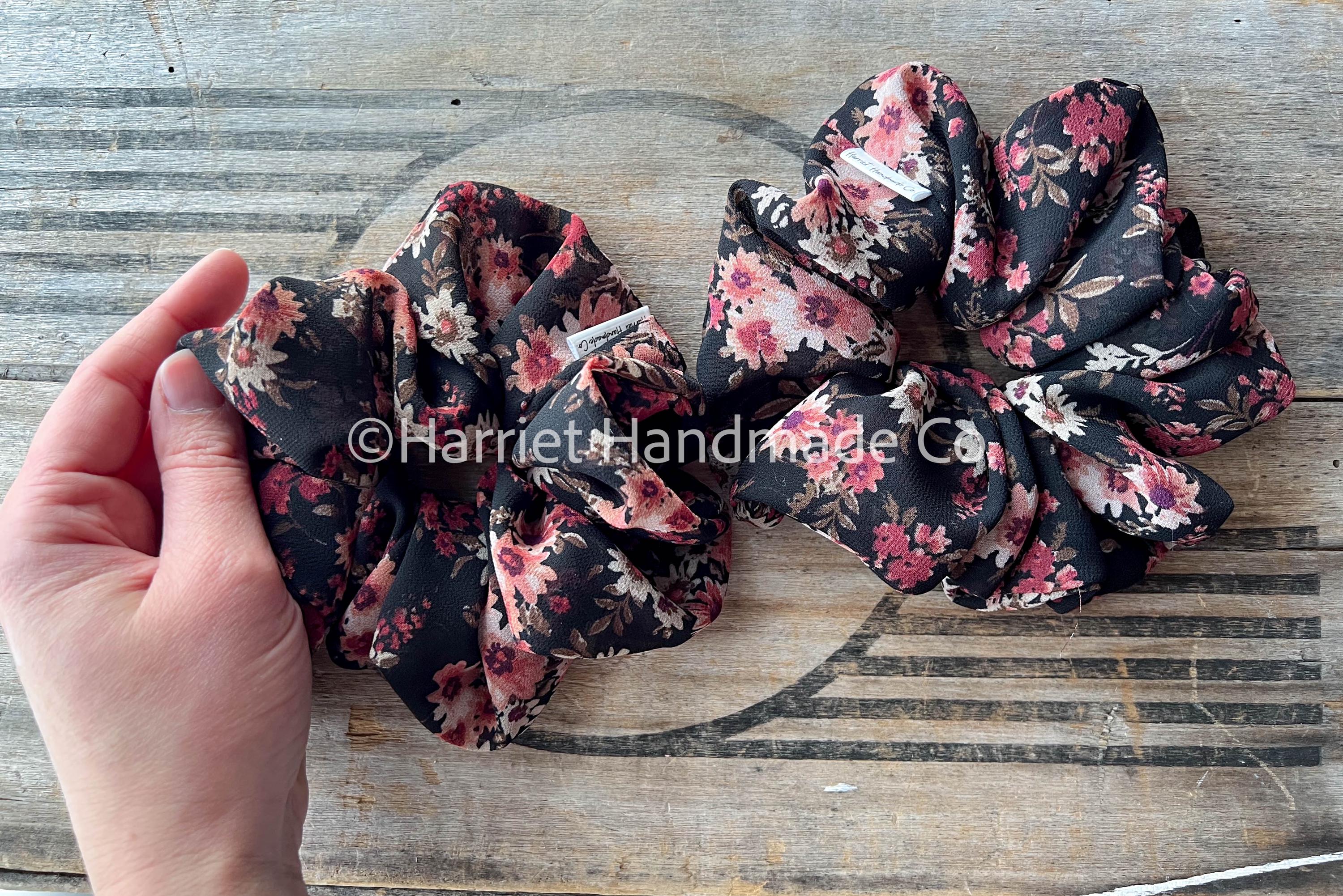 Xl Black Chiffon Scrunchie - Etsy