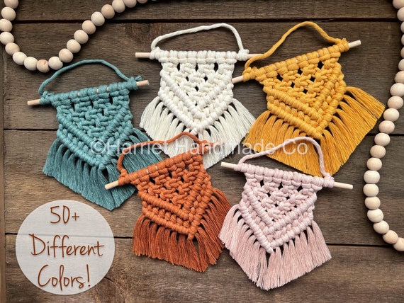 Mini Macramé Wall Hanging – Handmade Fiber Art Home Decor, 50+ Colors