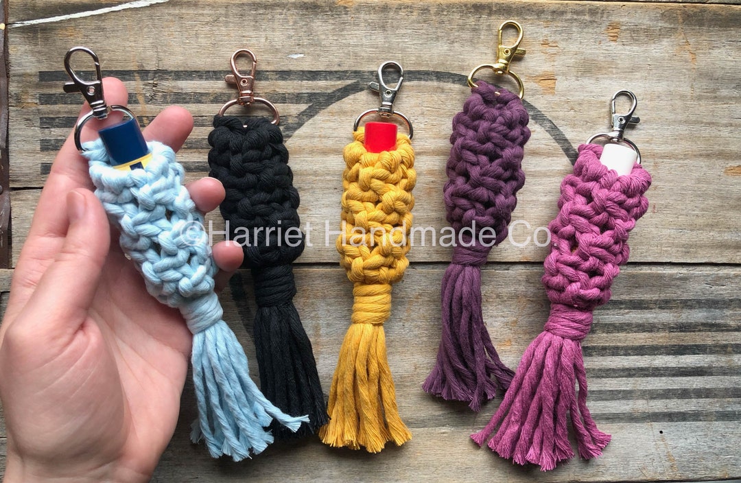 NEW COLORS Macrame Lip Balm Holder Keychain Swivel Key Etsy