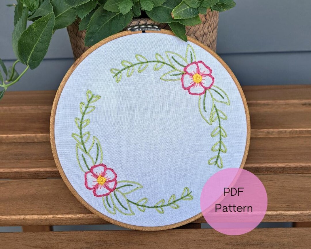 Vintage-inspired Floral Wreath PDF Embroidery Pattern, Beginner Hand ...