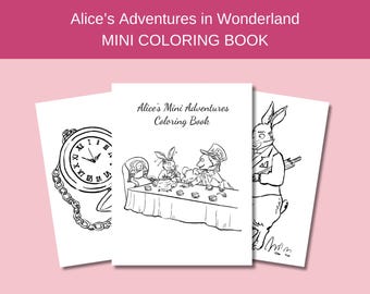 Printable Alice's Adventures in Wonderland Coloring Pages | Mini Wonderland Coloring Book | Lewis Carroll Alice Coloring Book