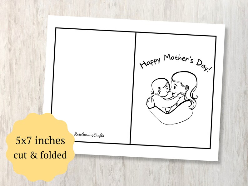 Printable Mother's Day Card Black and White Printable PDF Card Digital ...