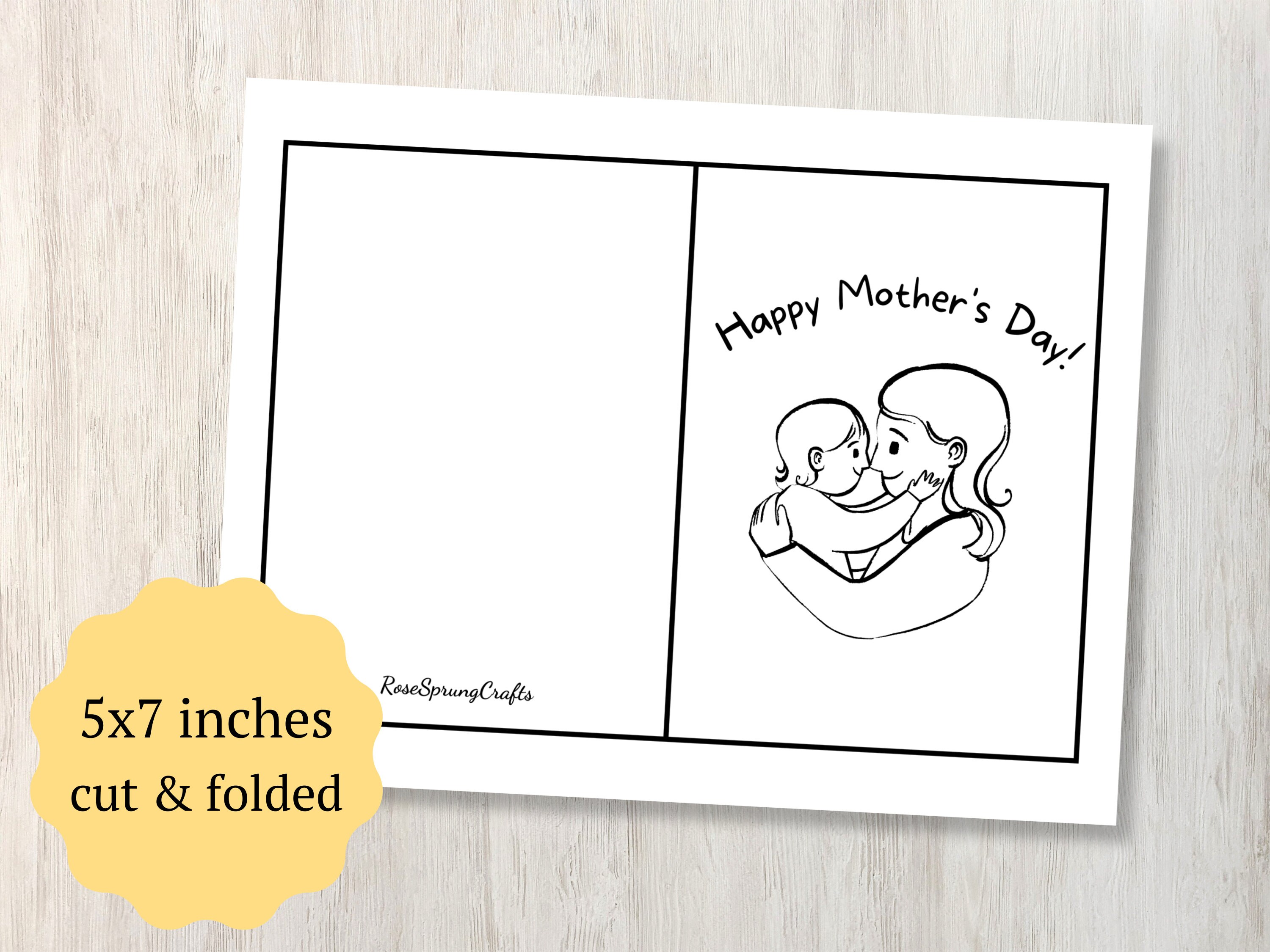 Printable Mother's Day Card Black and White Printable PDF Card Digital ...
