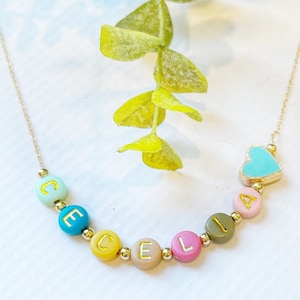 Collar con nombre y cuentas ENVÍO RÁPIDO / Collar con nombre y cuentas / Collar con nombre y cuentas / Collar con nombre personalizado / Collar con nombre y cuentas de colores