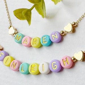 Easter Basket Name Necklace for Girls FAST SHIPPING Girls Pastel Name Necklace Easter Colors Name Necklace Gold Name Necklace Gift for Kids