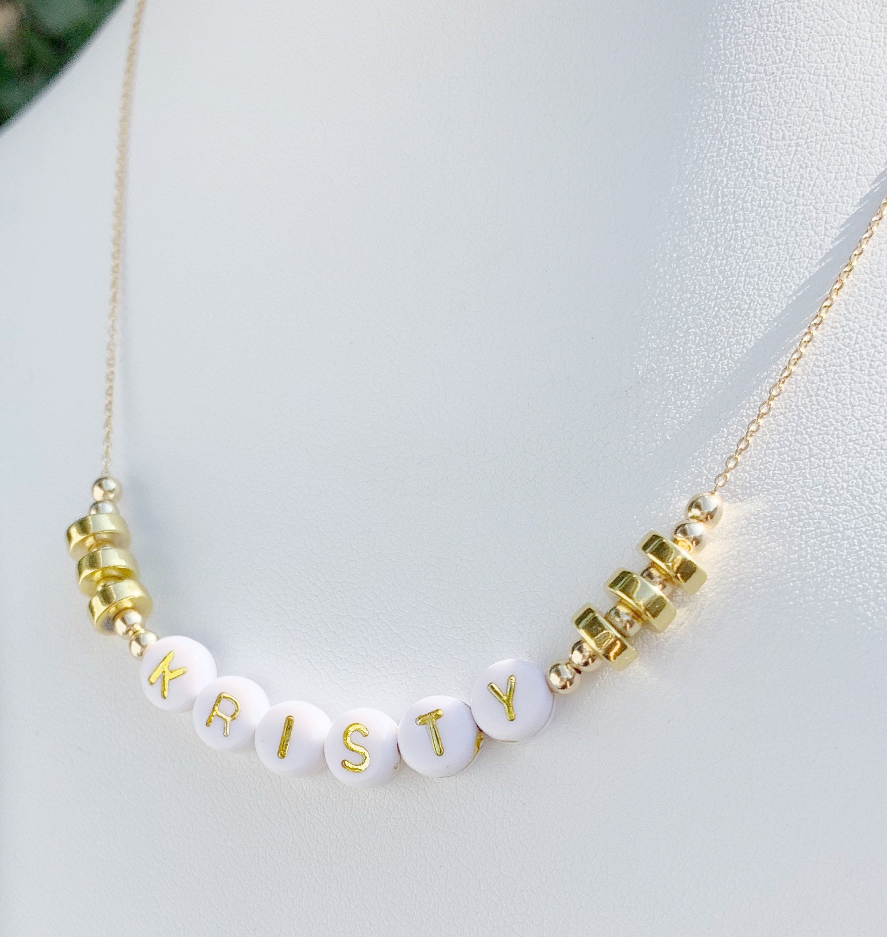 Gold Heishi Beads Name Necklace Say My Name Gold Name - Etsy Singapore