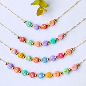 Colorful Name Necklace for Kids FAST SHIPPING Girls Custom Name Necklace Girls Gift for Little Girl Personalized Name Necklace for Preschool