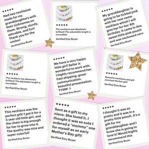 Colorful Beaded Name Necklace for Little Girls, Adjustable Chain, Personalized Grow With Me Jewelry image 12