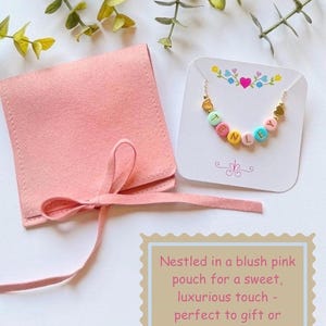 Colorful Beaded Name Necklace for Little Girls, Adjustable Chain, Personalized Grow With Me Jewelry image 4