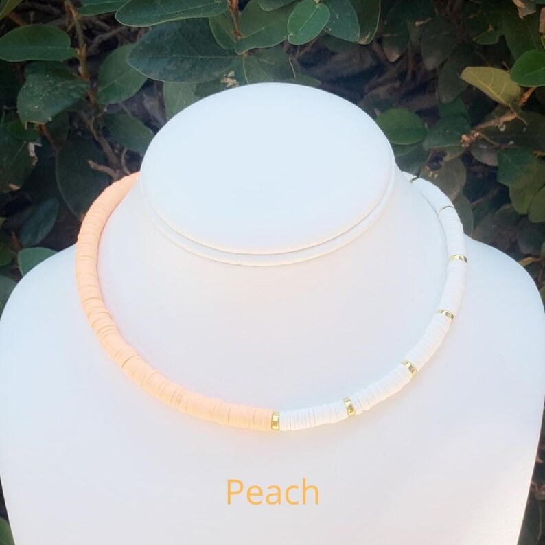 Heishi Beads Necklace Polymer Clay Necklace Colorful Beaded Etsy