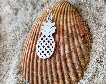 Dainty Silver Pineapple Necklace | Fruit Necklace | Aloha Jewelry