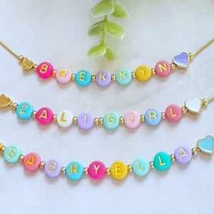 Colorful Name Necklace for Girls, Personalized Name Necklace for Kids Custom Gift For Toddler, Adjustable Necklace for Children