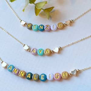 Colorful Beaded Name Necklace FAST SHIPPING Gold Name Beads Kids Name Necklace Girls Name Necklace Boys Name Necklace Gift For Little Girls
