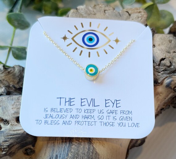 Aqua evil eye necklace clearance