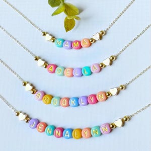 Collar con nombre personalizado para niñas, collar con nombre personalizado para niñas, collar con nombre personalizado de corazón para preescolar. ENVÍO RÁPIDO.