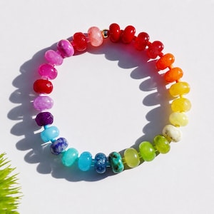 Rainbow Gemstone Bracelet in FRUIT POP FIZZ, Jade Gems Jewelry, Candy Gemstone Bracelet, Dopamine Jewelry