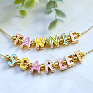 Candy Color Enamel Name Necklace, FAST SHIPPING, Color Letter Necklace, Girls Custom Name Necklace, Letters Name Necklace, Initial Necklace