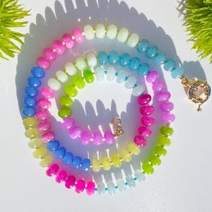 Colorful Gemstones Necklace in LOLLIPOP SKY, Candy Jewelry, Gems Candy Necklace, Jade Gemstone Necklace, Gift for Sister