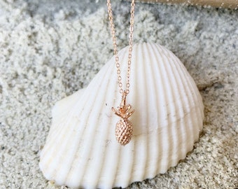 Sierlijke roségouden ananas ketting