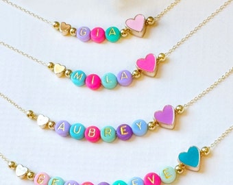 Girlie meisje naam ketting | SNELLE VERZENDING | Naamketting met kralen voor meisjes | Naamketting voor kleine meisjes | Kindernaamketting | Meisjesachtig cadeau