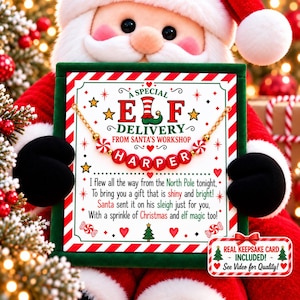 Kids Christmas necklace elf kit elf idea elf arrival gift elf props elf clothes girls Christmas kids jewelry stocking stuffer girl Christmas