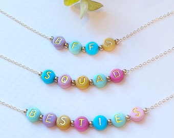 Colorful Bestie Necklace | Besties Necklace | FAST Shipping | BFF Necklace | Squad Necklace | Bestie Gift | Best Friends Gift | Tween Gift