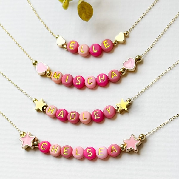 Baby Girl Name Necklace for Mom | FAST SHIPPING | Baby Name Necklace | Baby Name Necklace for New Mom | Pink Girl Name Necklace Gift for Mom
