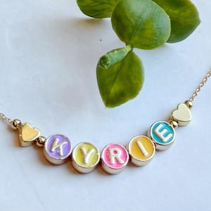 Pop of Color Enamel Name Necklace FAST SHIPPING Color Metal Letter Necklace For Girls Gift, Custom Name Necklace Bright Colors Name Necklace
