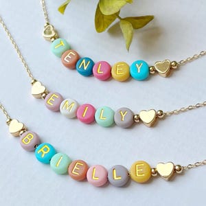 Girls Custom Beaded Name Necklace, Back to School Kids Jewelry, Bright Coloful Beads Name Necklace, Girls Birthday Gift
