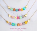 Colorful Beaded Name Necklace for Little Girls, Adjustable Chain, Personalized Grow With Me Jewelry