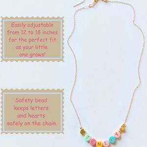 Colorful Beaded Name Necklace for Little Girls, Adjustable Chain, Personalized Grow With Me Jewelry image 5