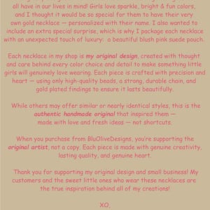 Colorful Beaded Name Necklace for Little Girls, Adjustable Chain, Personalized Grow With Me Jewelry image 7