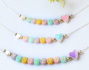 Pop of Color Beads Name Necklace | FAST SHIPPING Beaded  Name Necklace Personalized Name Necklace for Preschool Kids Name Necklace for Girls